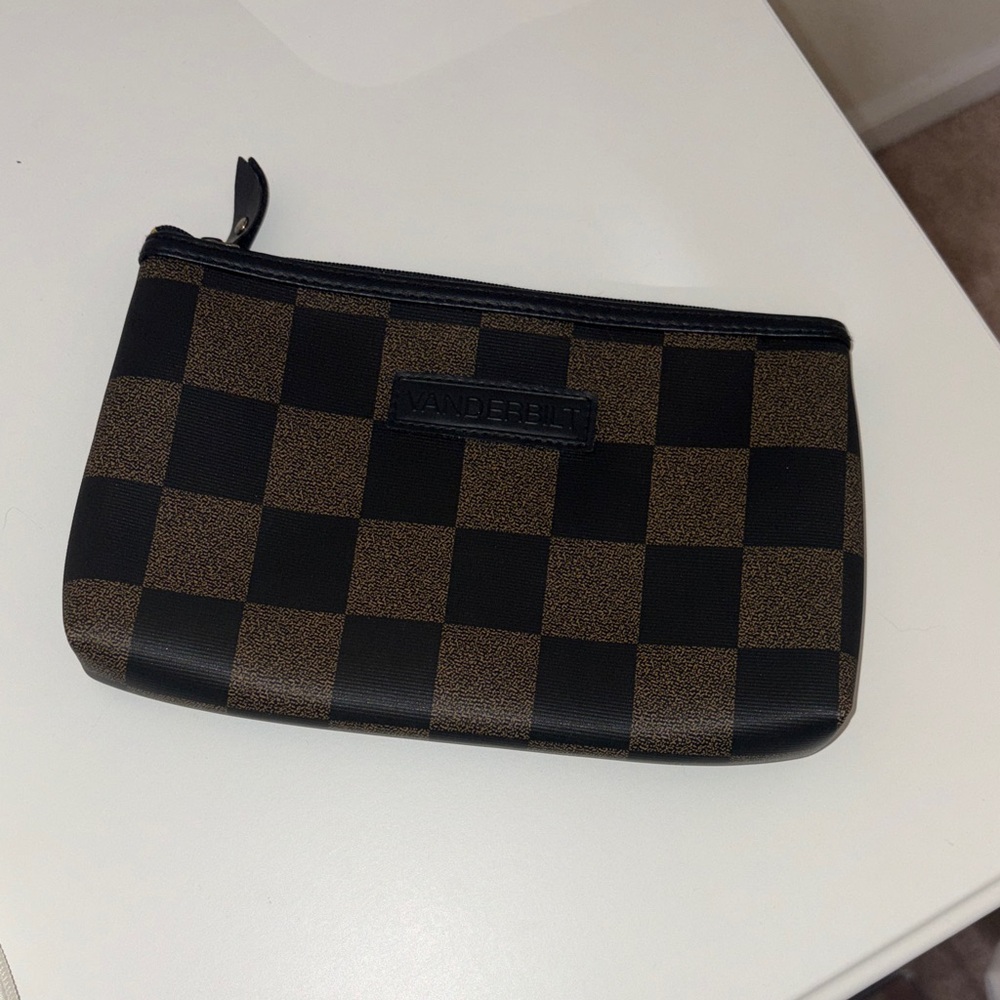 Checkered Black and Brown Pouch